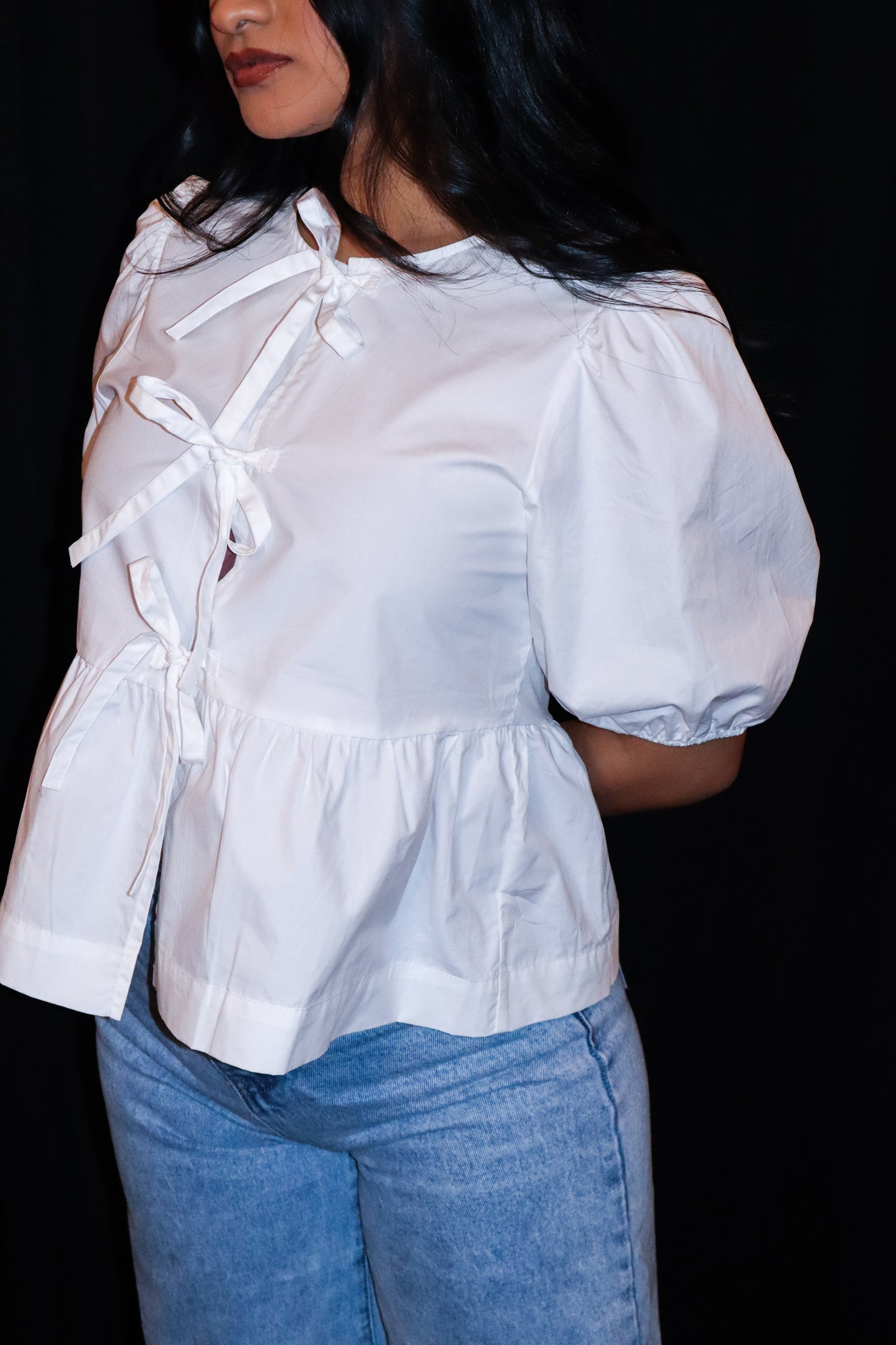 Sweetheart Bow Peplum Blouse