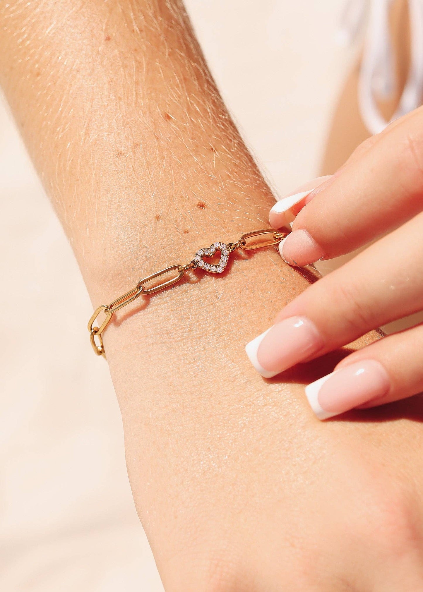 18K "Heart" Paperclip Bracelet