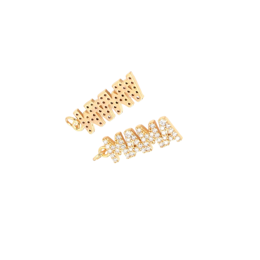 Pave Mama Charm - 14K Gold Plated