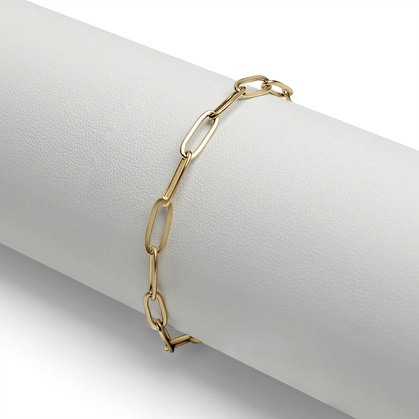 7.5" Gold Stainless Steel Paperclip with Charm Keeper Bracelet
