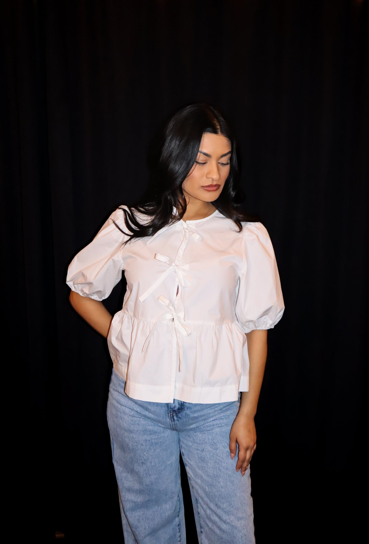 Sweetheart Bow Peplum Blouse
