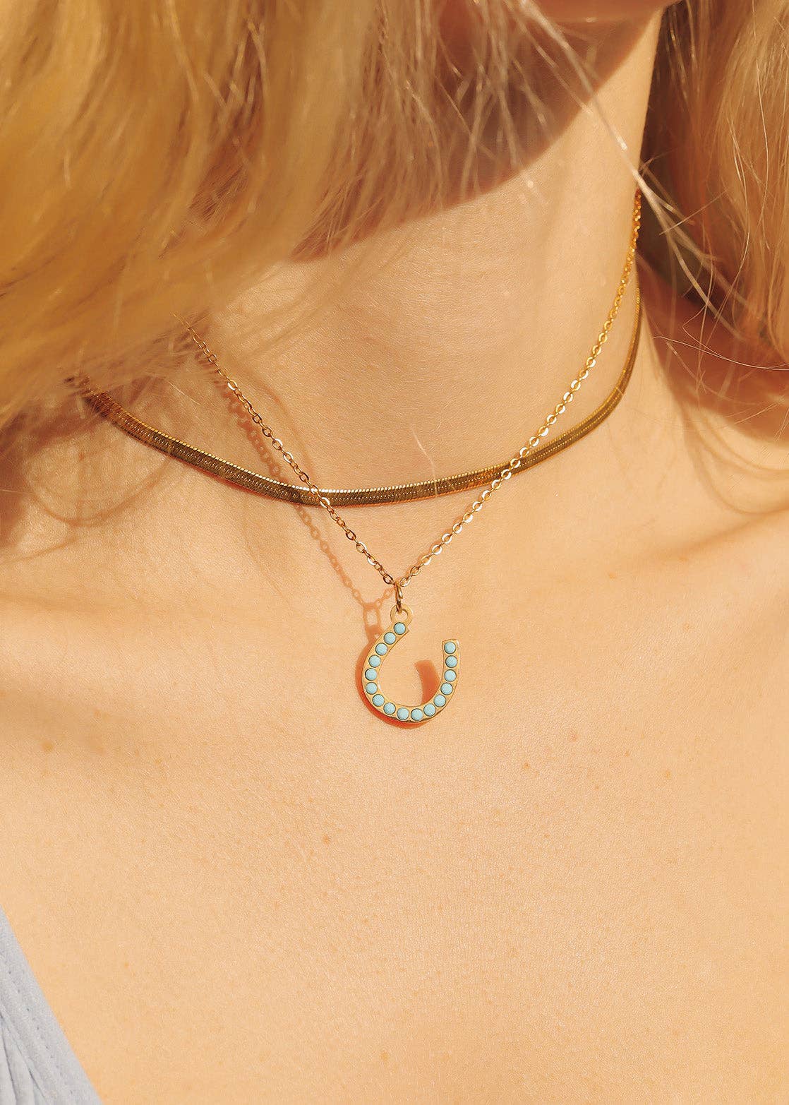Turquoise Horseshoe Charm