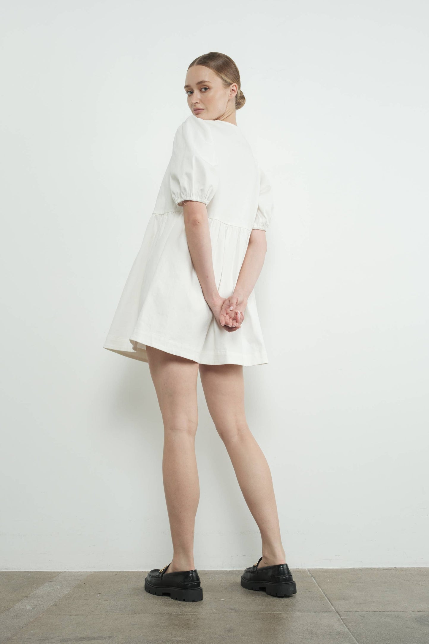 Ribbon Babydoll Denim Dress