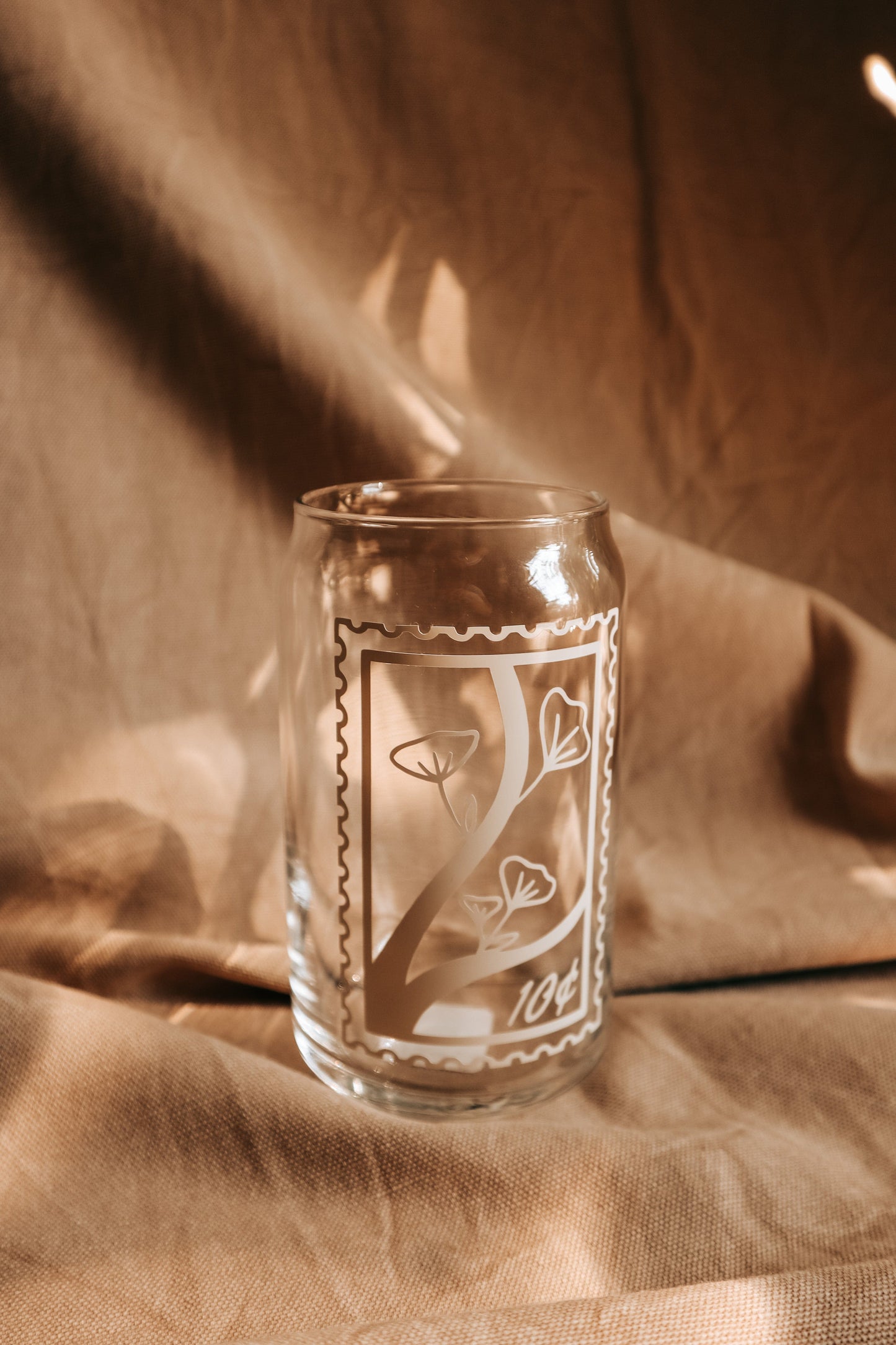 Poppy Post Stamp Glass Can
