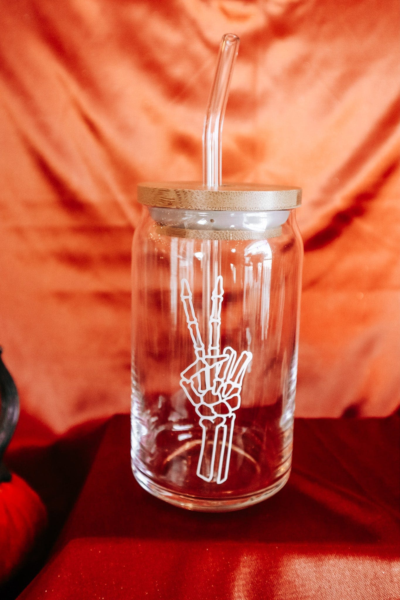 Skeleton Peace Out Glass Can