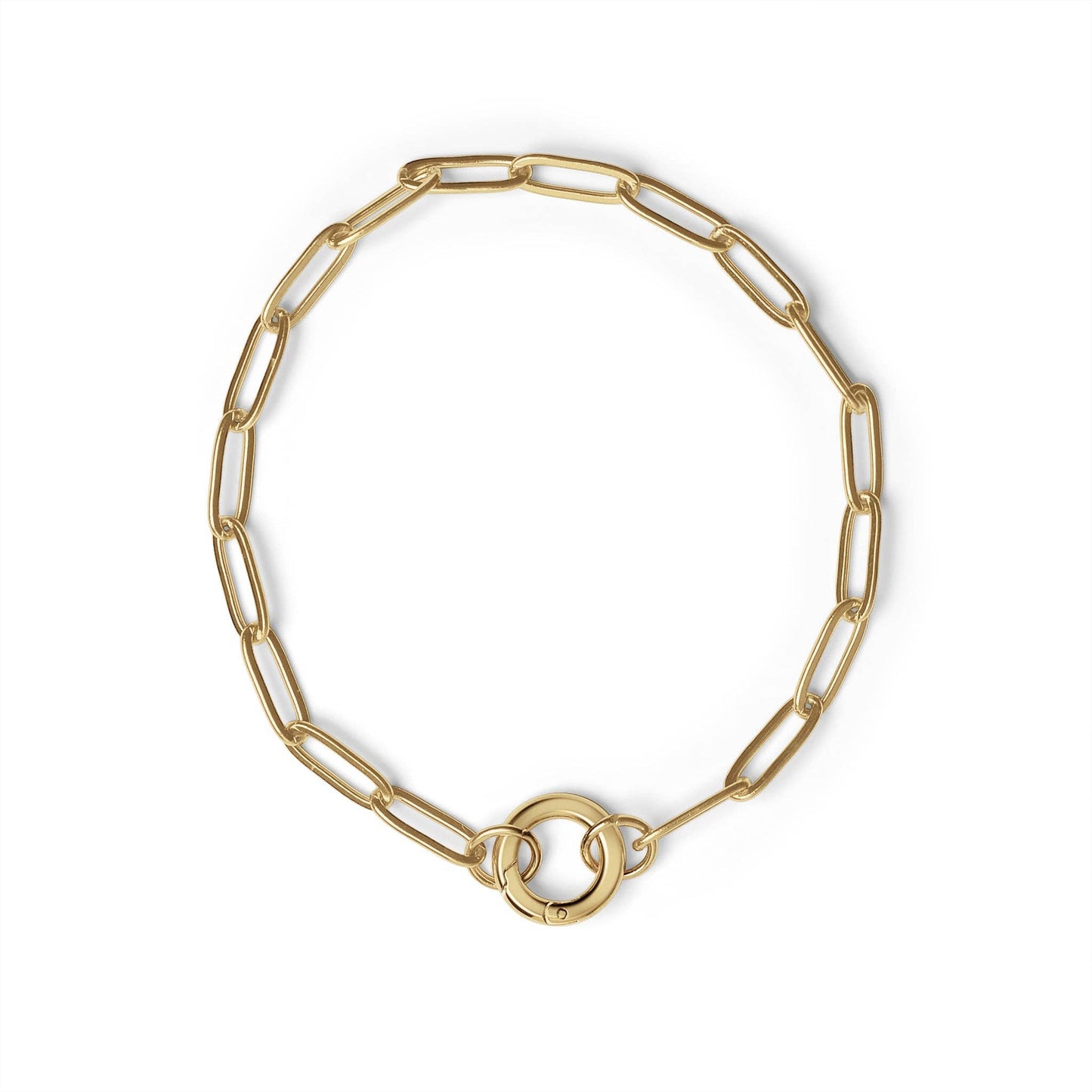 7.5" Gold Stainless Steel Paperclip with Charm Keeper Bracelet