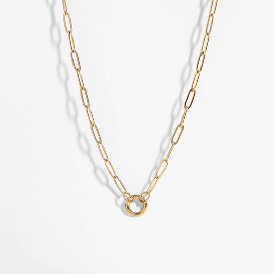16" Gold Stainless Steel Paperclip Charm Keeper Necklace