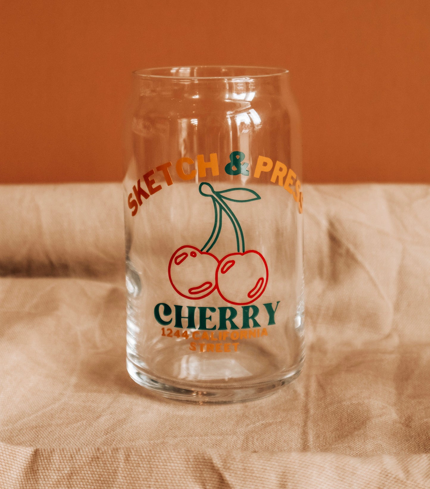 Sketch Cherry Glass Can