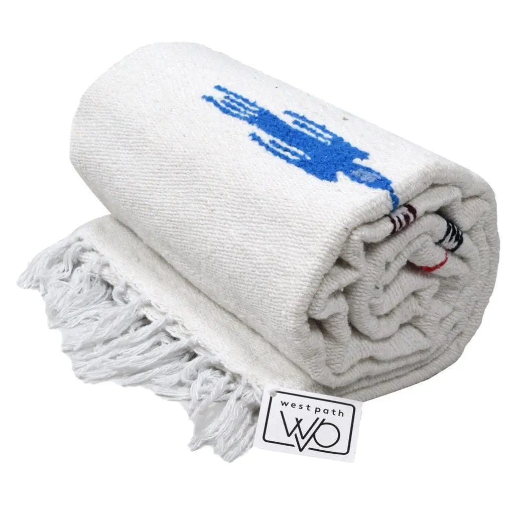 Namaste White Baja Thunderbird Yoga Blanket