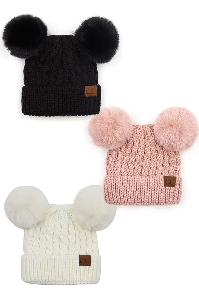 Double Pom Pom Beanie Ivory