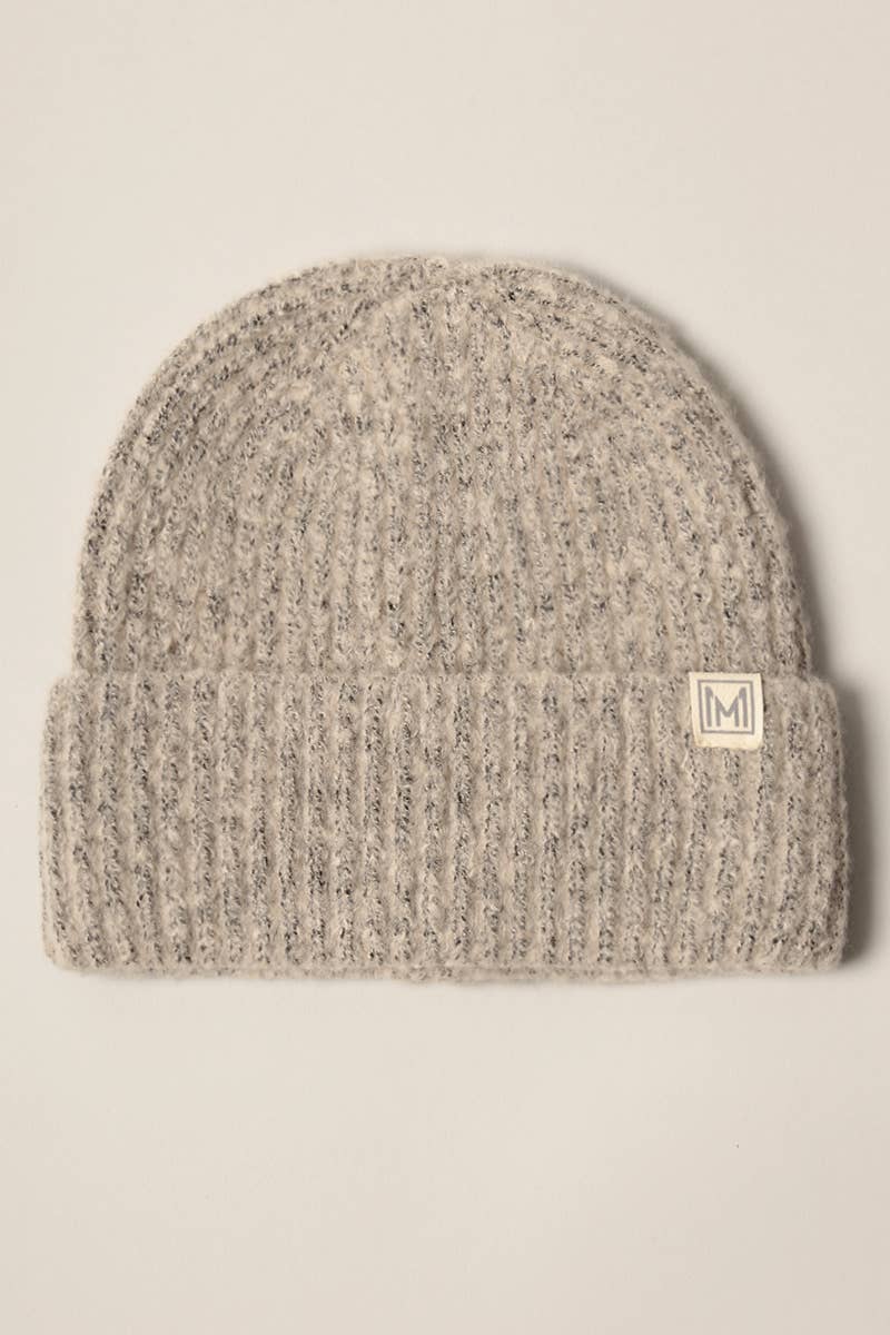 Light Grey Soft Ribbed Knit Beanie