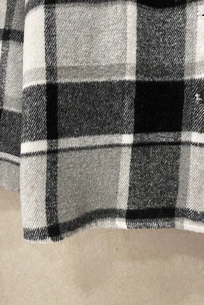 Black Plaid Flannel Shacket Jacket