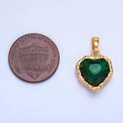 Green CZ Hammered Pendant