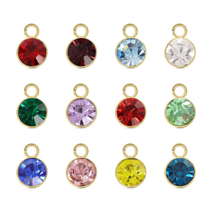 18K Gold PVD Cubic Zirconia Birthstone Charm