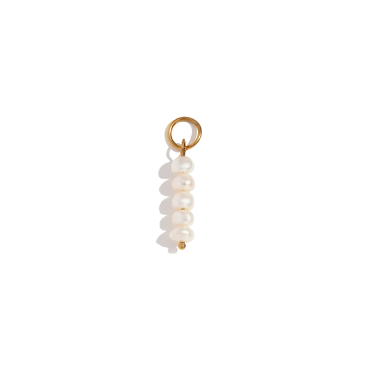 Freshwater Pearl Drops Charm - 18k Gold Plated Stainless