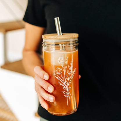 Floral Glass Tumbler