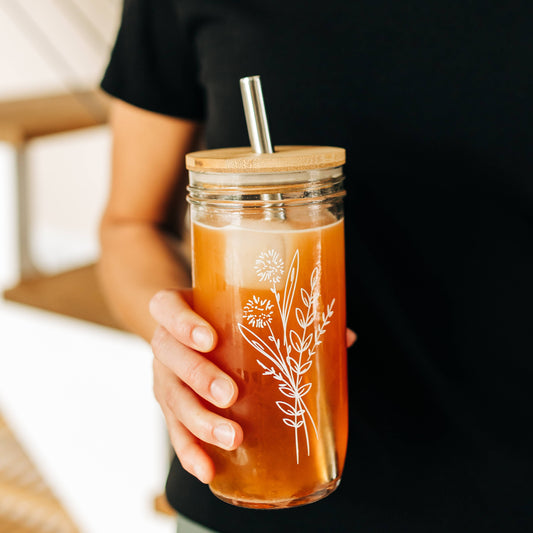 Floral Glass Tumbler