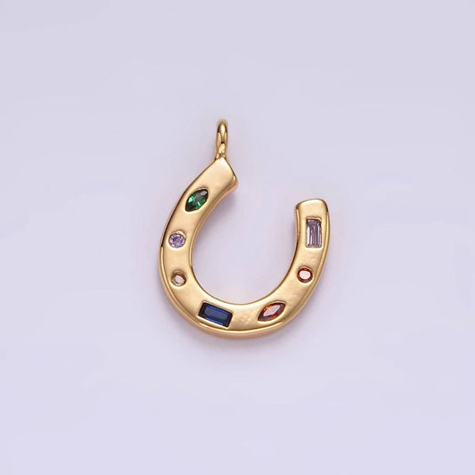 Dotted Lucky Horseshoe Charm - Gold Filled