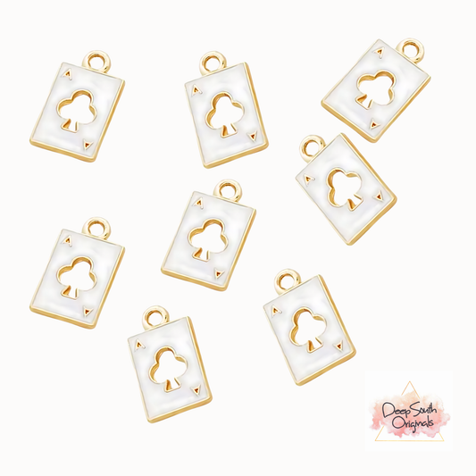 White Playing Card Charms