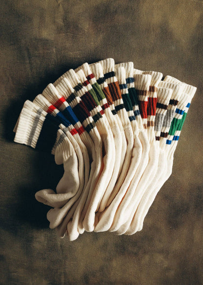 The Retro Stripe: Grey heather/brown / One Size