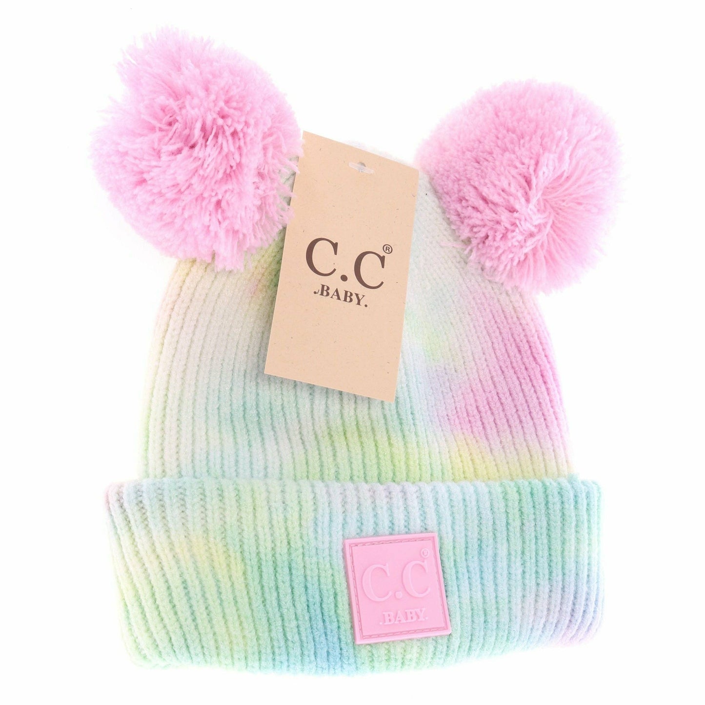 Baby Tie Dye Double Fur Pom Beanie - Newborn/Knit Hat