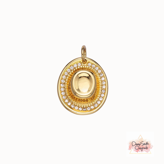 Western Chic Hat Charm Gold-Filled