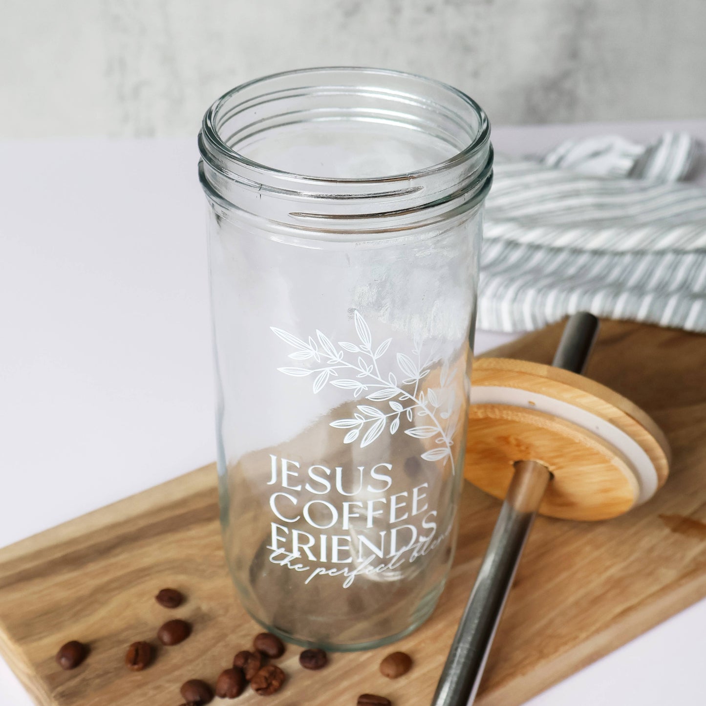 Jesus, Coffee and Friends Glass Tumbler