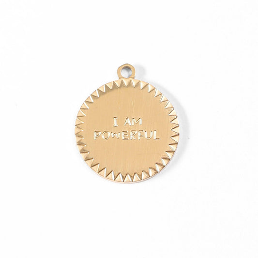 18K Gold PVD Stainless Steel "I Am Powerful" Charm