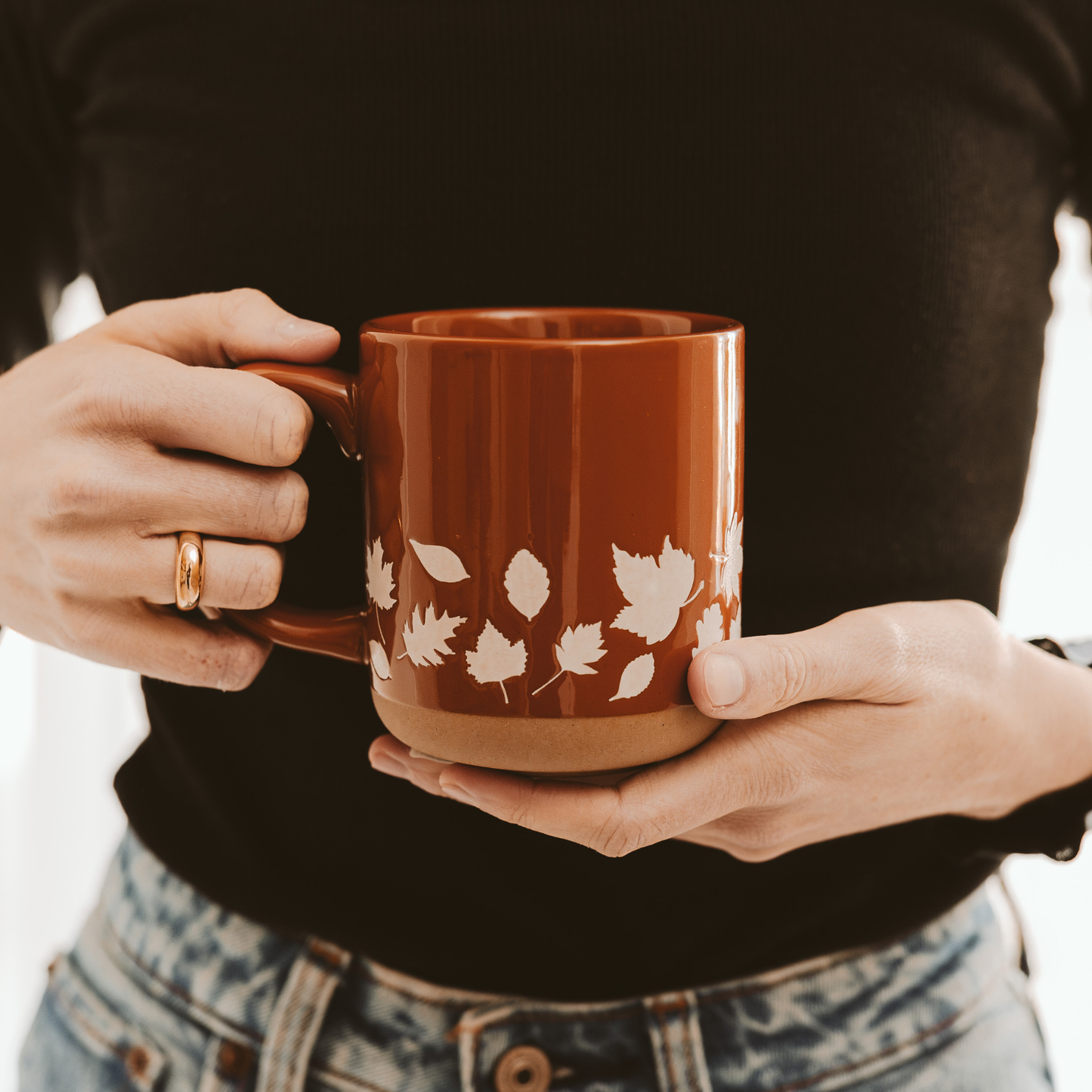 Fall Leaves Stoneware Coffee Mug - Fall Decor & Gifts