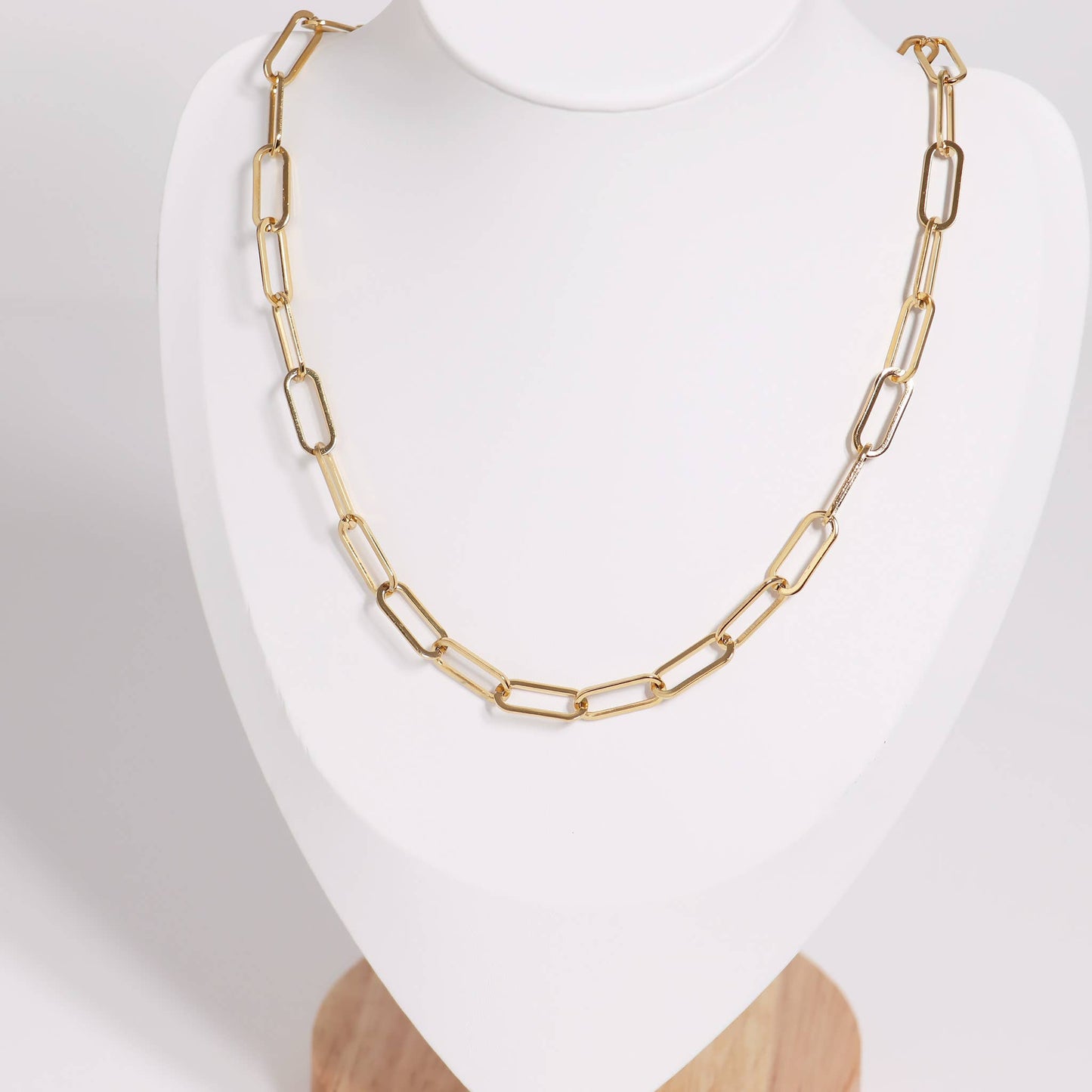 18K Gold PVD Paperclip Necklace 14"