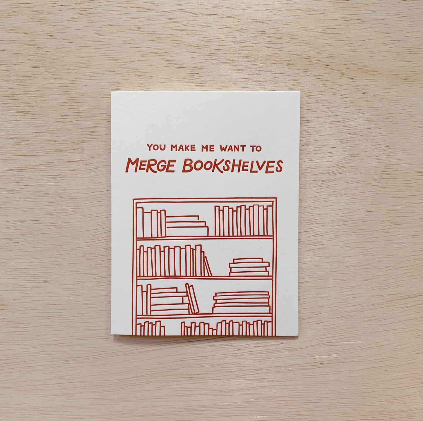 Merge Bookshelves Greeting Card