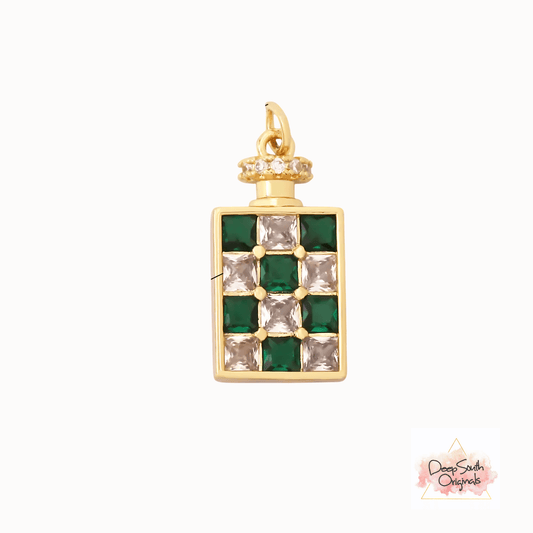 Emerald Perfume Bottle Charm Gold-Filled