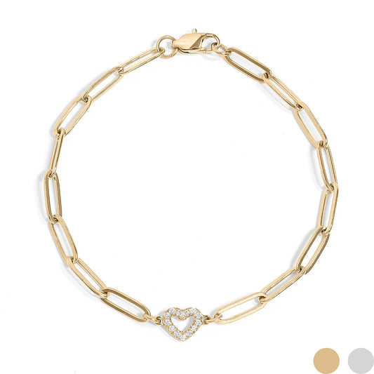 18K "Heart" Paperclip Bracelet