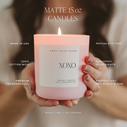 XOXO 15 oz Soy Candle, Matte Jar - Valentine's Day