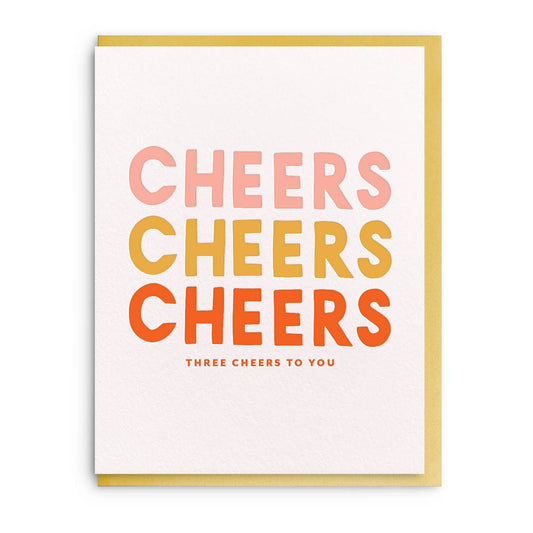 Three Cheers - Letterpress Congratulations Card