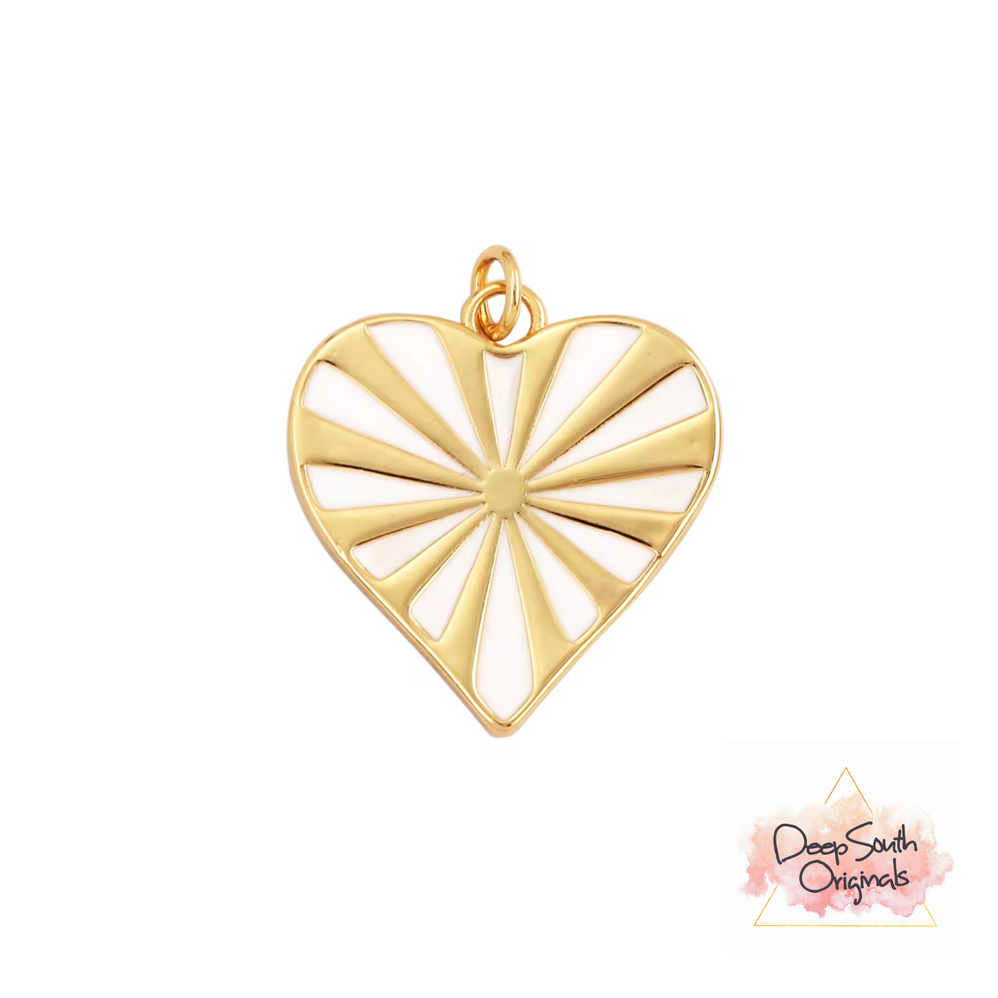 White Sunshine Heart Charm Gold-Filled