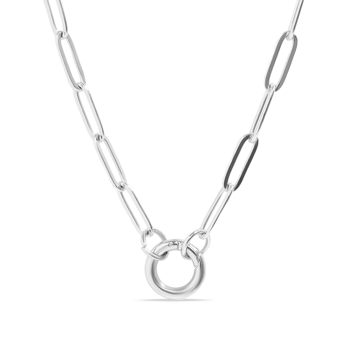 16" Stainless Steel Paperclip Charm Keeper Necklace