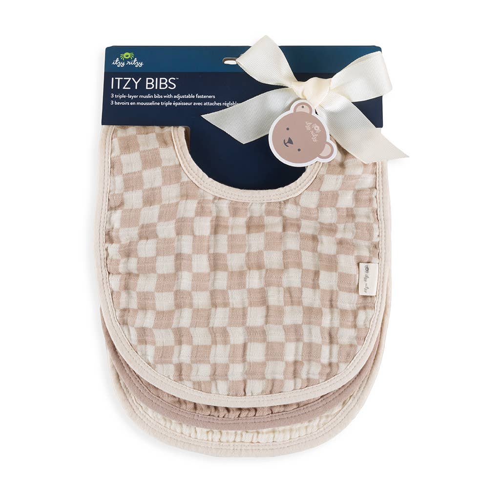 Taupe Checker Itzy Bibs™
