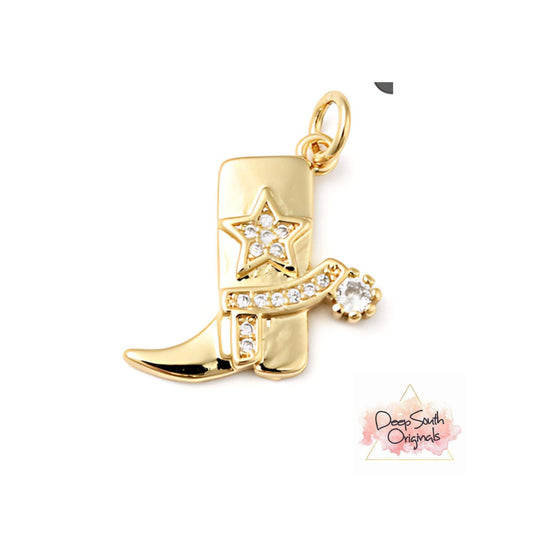 Pavé Gold Cowboy Boot - 14K Gold Plated