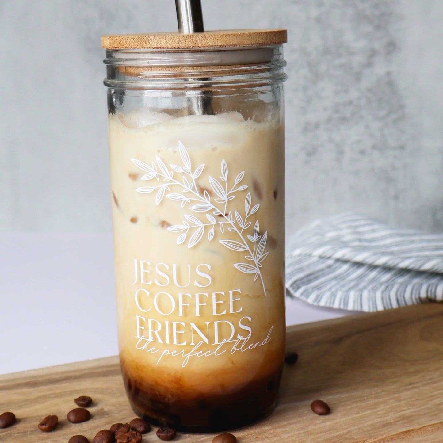 Jesus, Coffee and Friends Glass Tumbler