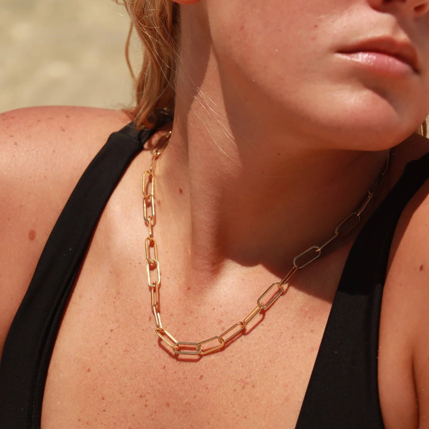 18" 18K Gold Paperclip Chain Necklace