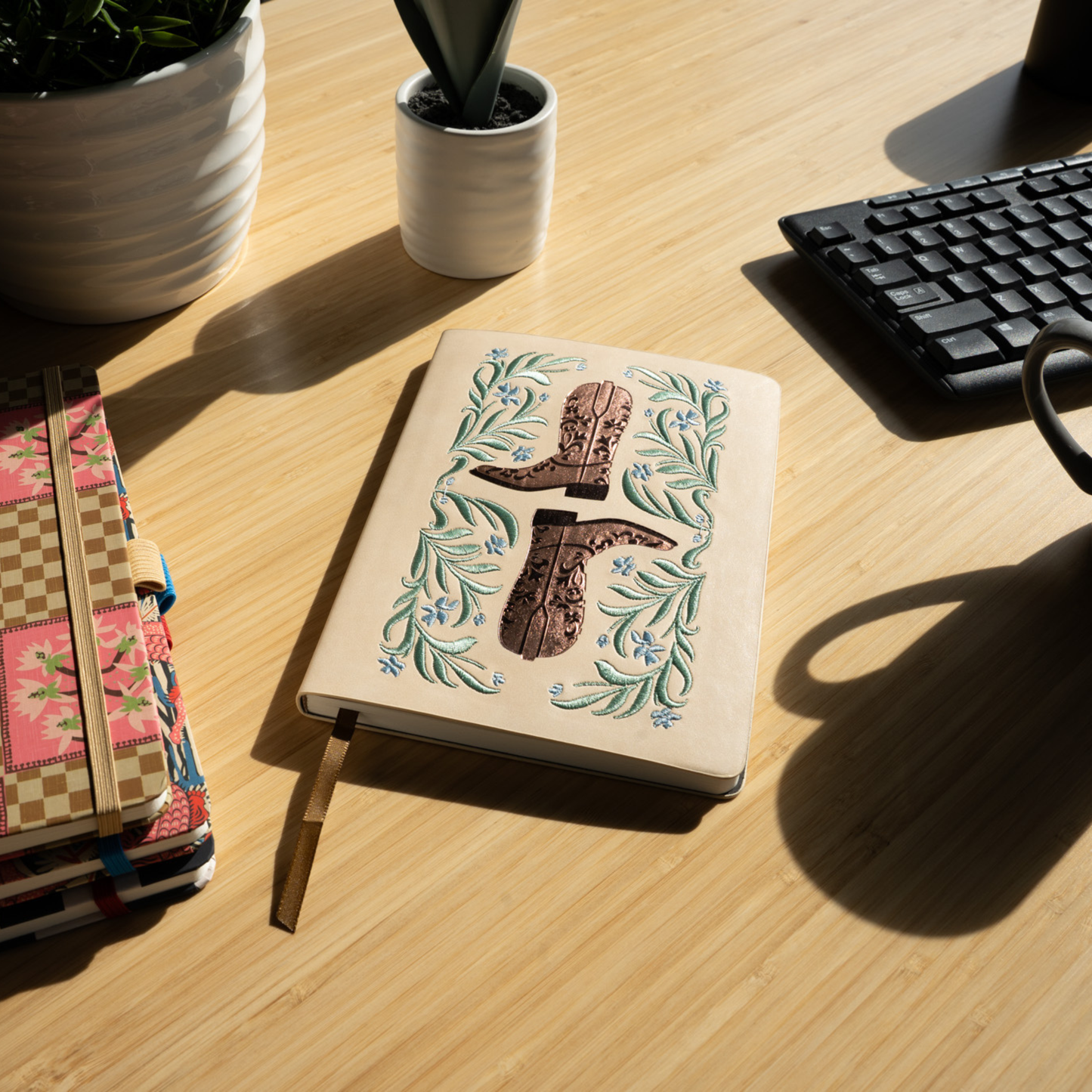 Two Boots Embroidered Journal Notebook