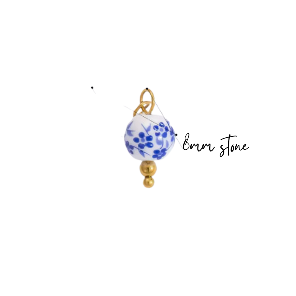 Blue Floral Charm - Gold Plated