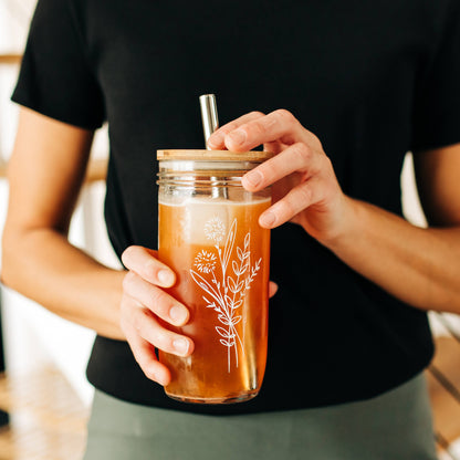 Floral Glass Tumbler