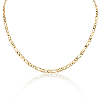 18K Gold Figaro Chain Necklace 18" / 3mm