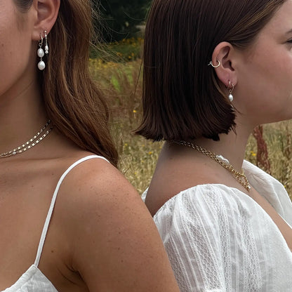 Gold Filled Double Pearl Hoops