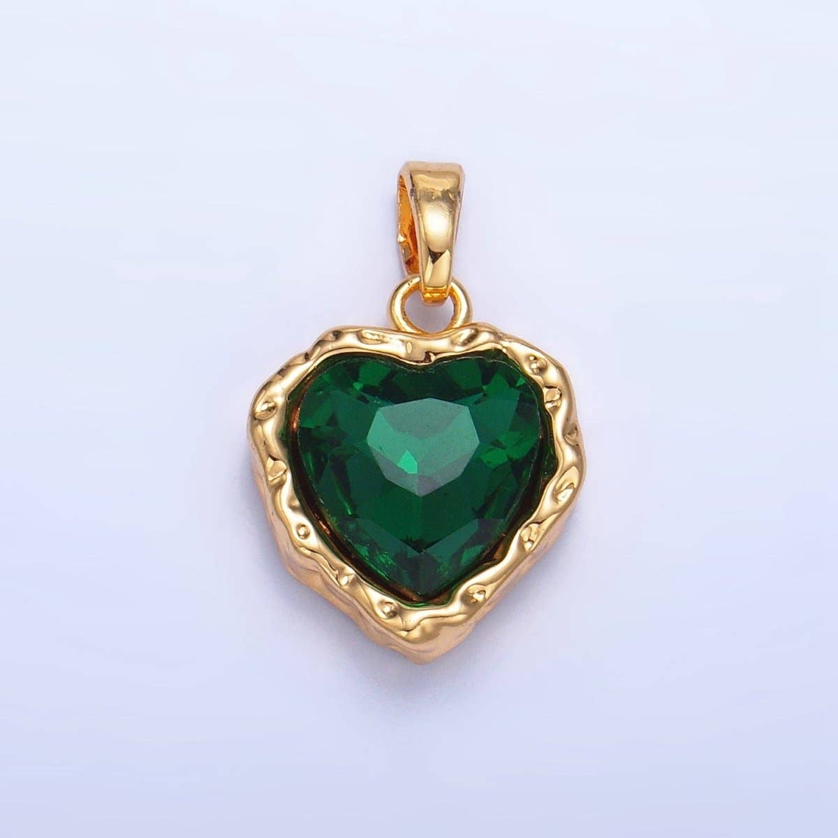 Green CZ Hammered Pendant