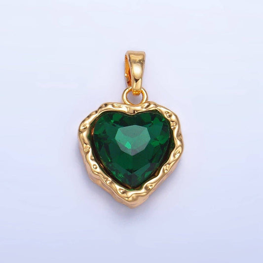 Green CZ Hammered Pendant