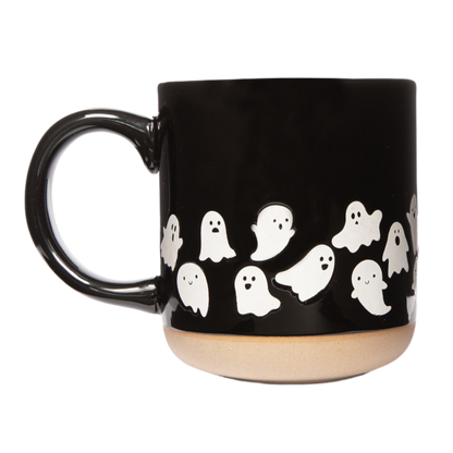 Ghost Pattern Stoneware Coffee Mug - Halloween Decor