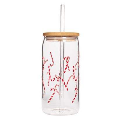 Candy Cane 17 oz Can Glass